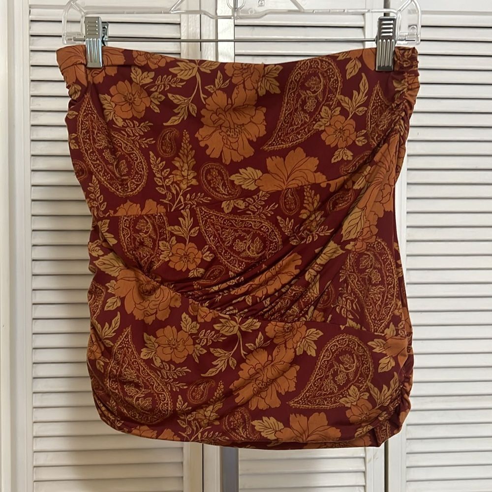 Free people ruched paisley bandeau top